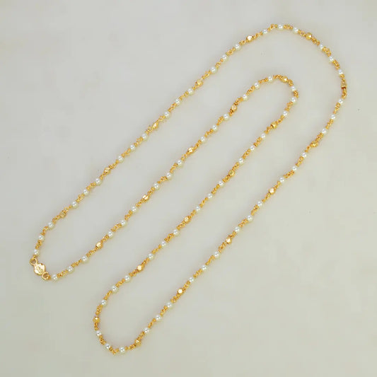 Gold Plated Pearl Mala Chain