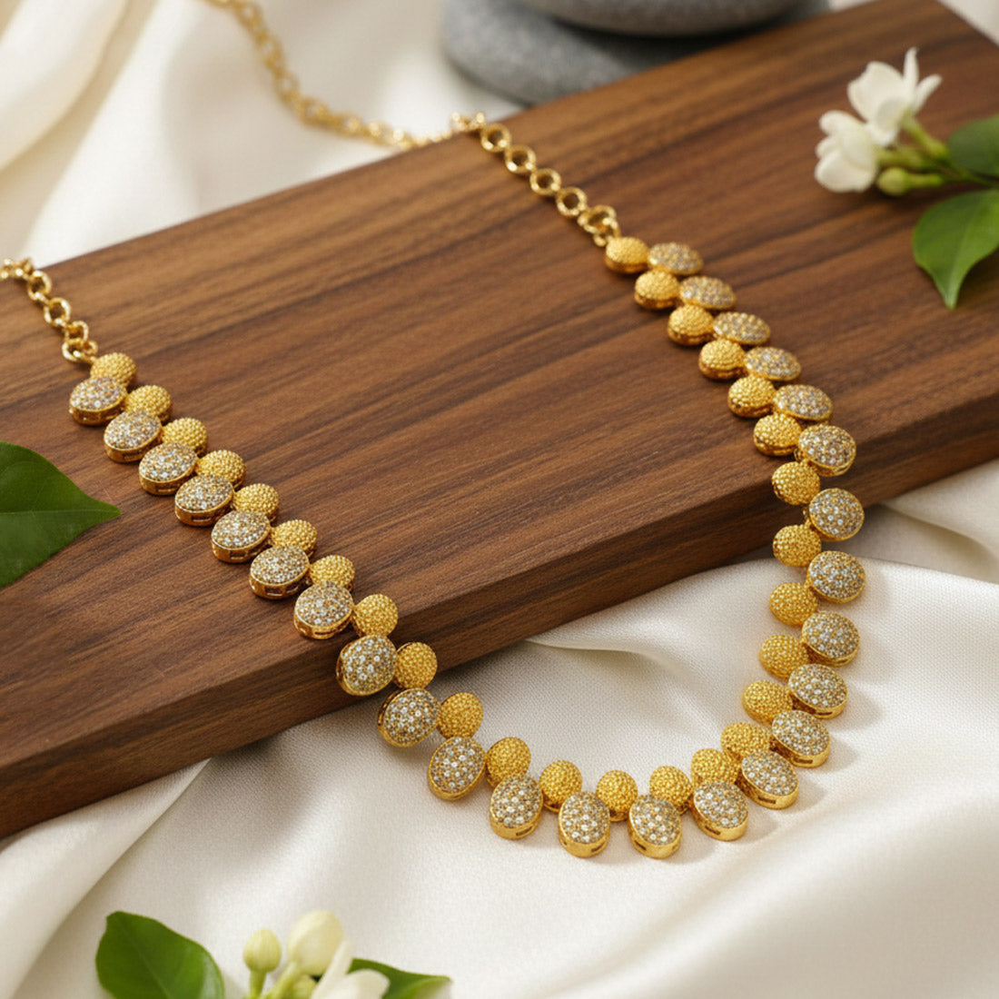 Alluring Gold Plated American Diamond Necklace