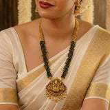 Ethnic Antique Matte Lakshmi Temple Beaded Long Necklace Set
