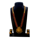 Ethnic Antique Matte Lakshmi Temple Beaded Long Necklace Set