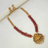 Ethnic Antique Matte Lakshmi Temple Beaded Long Necklace Set