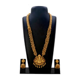 Ethnic Antique Matte Lakshmi Temple Beaded Long Necklace Set