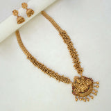 Ethnic Antique Matte Lakshmi Temple Beaded Long Necklace Set