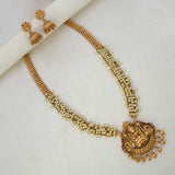 Ethnic Antique Matte Lakshmi Temple Beaded Long Necklace Set