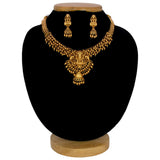 Antique Gold Plated Lakshmi Gunghroo Necklace Set- Gold