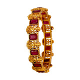 Astonishing Antique Gold Plated Red Stone Lakshmi Bangles