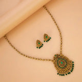 Antique Gold Plated Ball Chain Big Tear Drop Pendant Set
