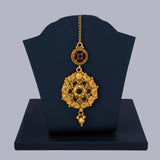 Antique Gold Floral Kemp Stone Maang Tikka