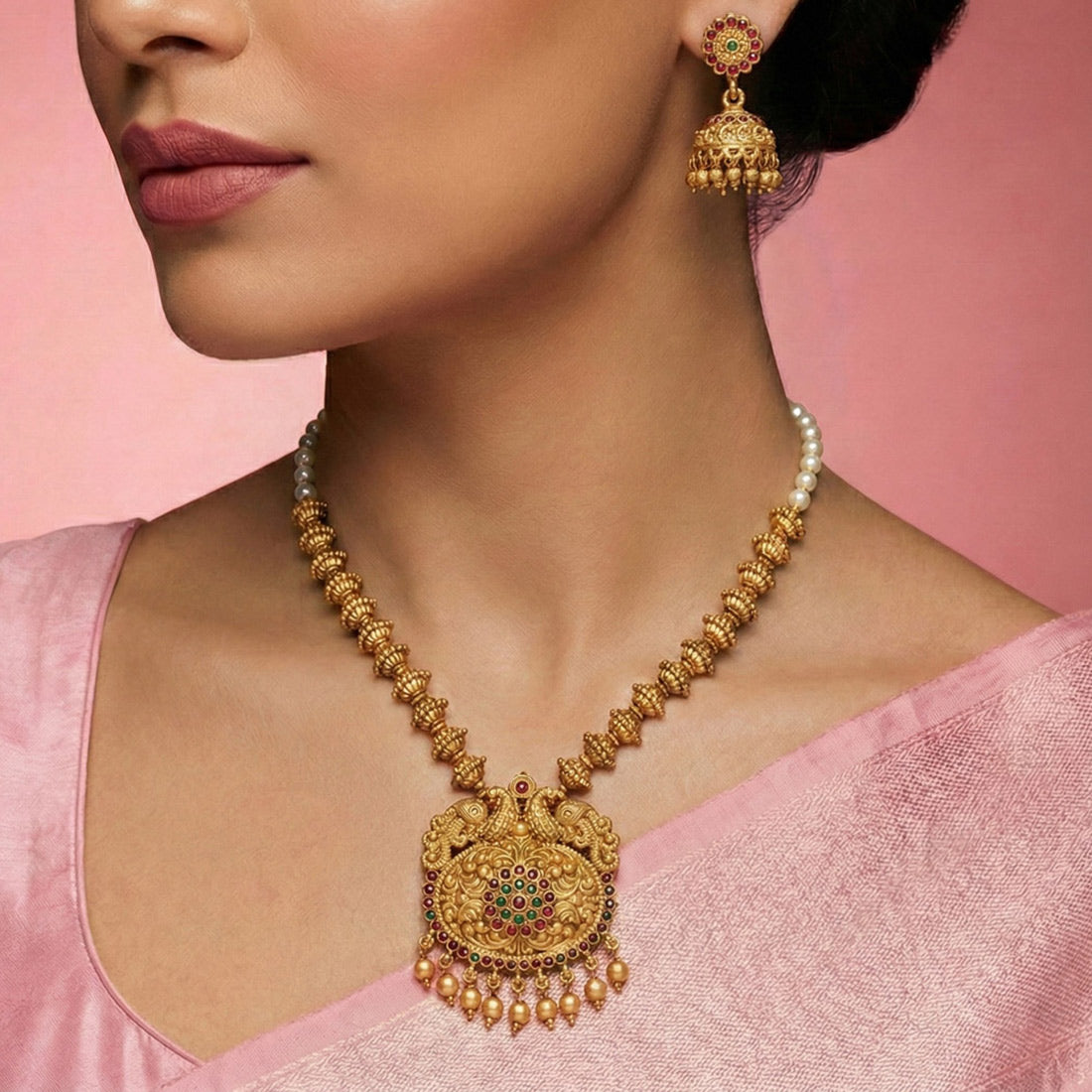 Antique-Kemp-Peacock-Pendant-Necklace-Set