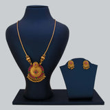 Exquisite Antique Gold Floral Stone Pendant Set - Multi colour