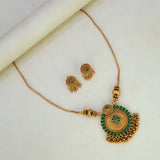 Exquisite Antique Gold Floral Stone Pendant Set
