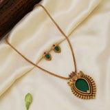 Antique Green Teardrop Gopi Pendant Necklace Set