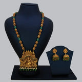 Antique Temple Gajalakshmi Pendant Necklace Set - Green