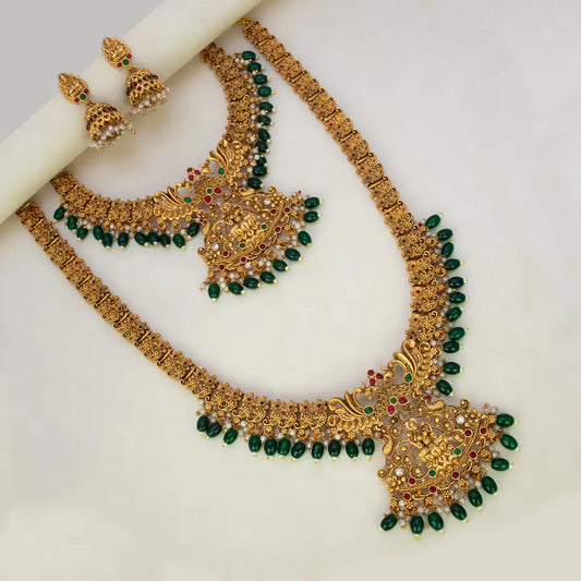Antique Green Beads Lakshmi Bridal Jewellery Set