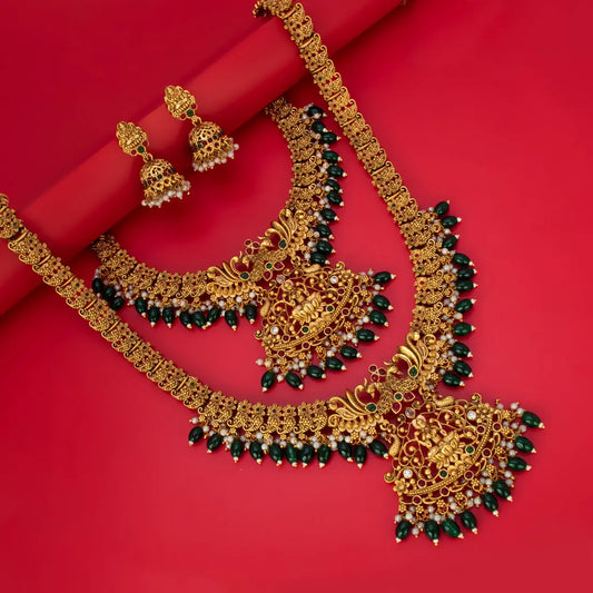 Antique Green Beads Lakshmi Bridal Jewellery Set