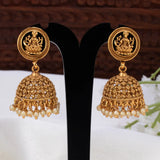 Antique Matte Lakshmi Temple Jhumka with Pearls