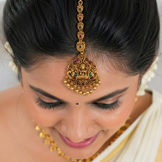 ദക്ഷിണേന്ത്യൻ സ്വർണ്ണം പൂശിയ നെത്തി ചുട്ടി/നെറ്റി ചുട്ടി/മാങ് ടിക്ക 