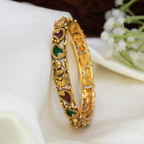 Antique Gold-Plated Lakshmi Multi-Colour Mango Bangle