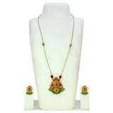 Invisible Chain with Antique Multi-colour Stone Pendant Set featuring a stunning necklace and matching earrings.