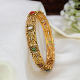 Antique Gold-Plated Peacock 5-Color Stone Bangle