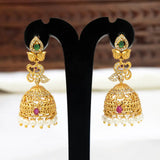 Antique Multi Stone Peacock Jhumka Earrings