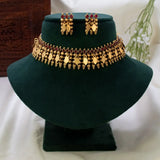 Antique Red Kemp Stone Elakkathali Necklace Set