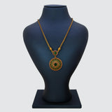 Antique Ruby Emerald Stone Round Pendant Necklace