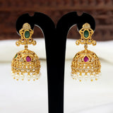 Antique Multi Stone Pearl Hanging Peacock Jhumka