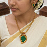 Antique Gold Green Mango Pendant Necklace Set