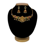 Antique Lakshmi Ruby Emerald CZ choker Necklace Set