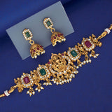 Antique Lakshmi Ruby Emerald CZ choker Necklace Set