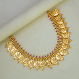 South Indian Big Lakshmi Kasu Ruby Stone Necklace