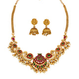 Big Paisley Antique Gold Plated Choker and Lakshmi Jhumkas