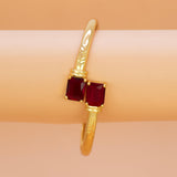 Gold Plated Big Red Stone Cuff Bangle