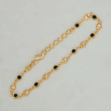 Dainty Black Enamel Flower & Golden Heart Bracelet