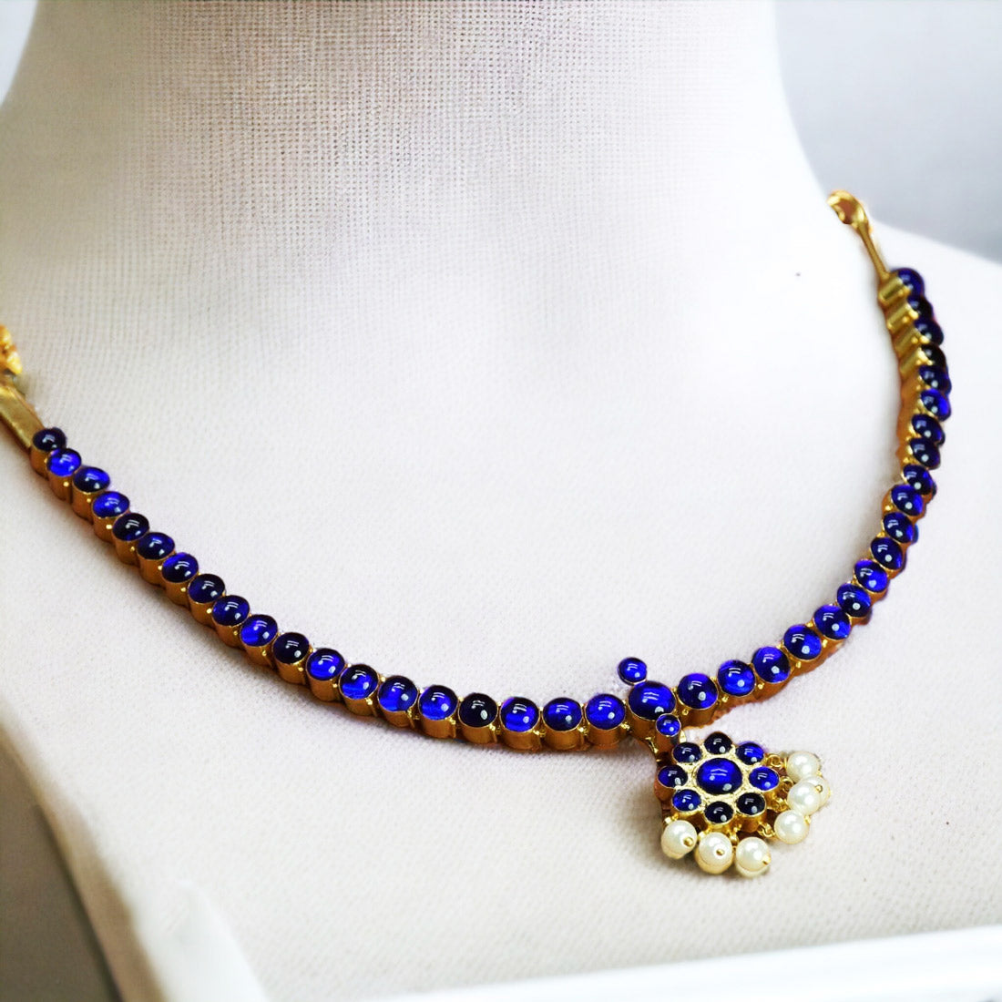 Blue Adiga Temple Jewellery Necklace 