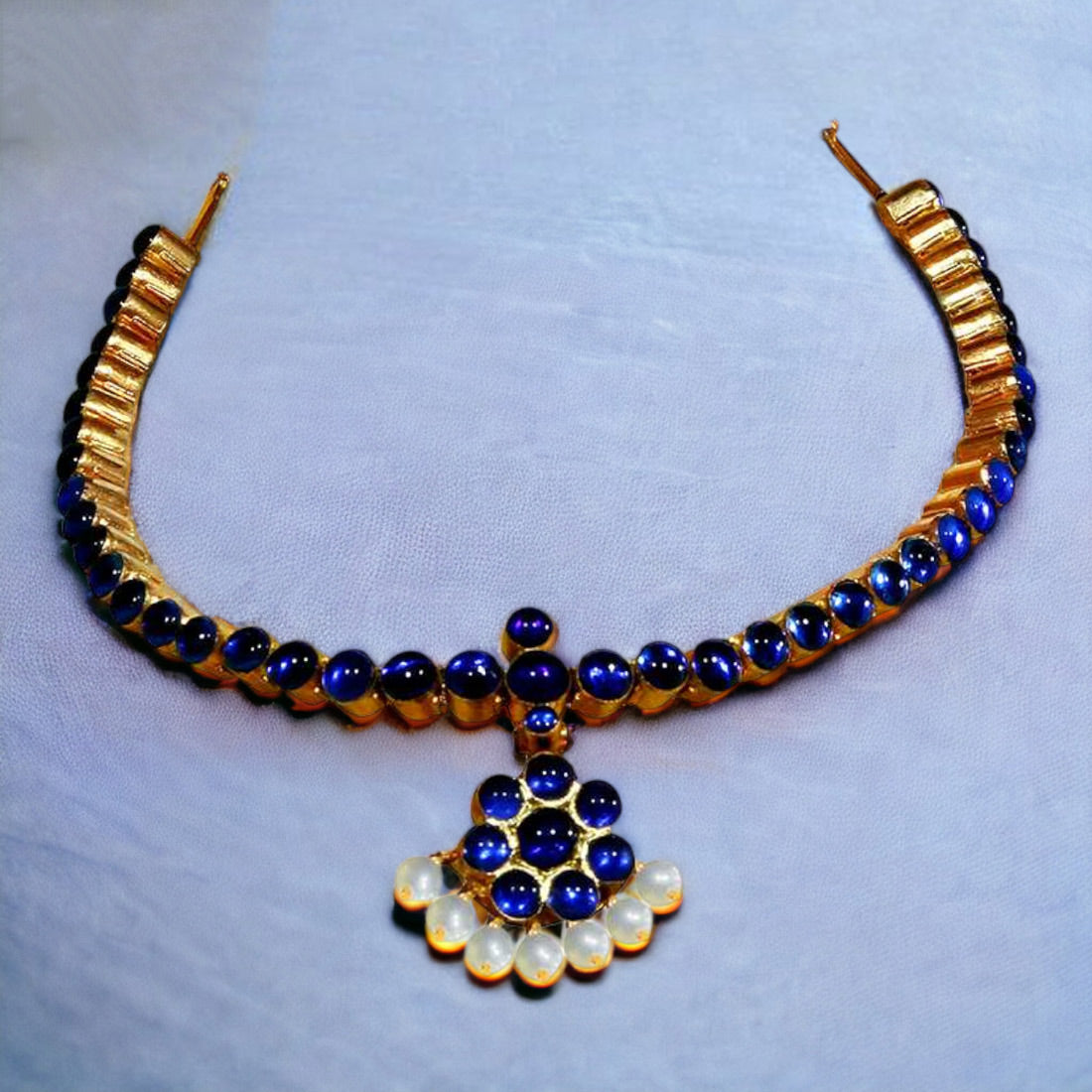 Blue Adiga Temple Jewellery Necklace 