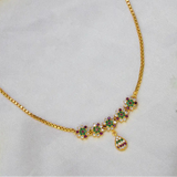 Gold-Plated Multicoloured Stone Floral Short Necklace