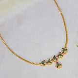 Gold-Plated Multicoloured Stone Floral Short Necklace