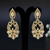Elegant Gold-plated Cubic Zirconia Chandelier Drop Earrings