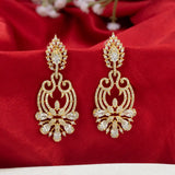 Elegant Gold-plated Cubic Zirconia Chandelier Drop Earrings