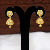CZ Stone Floral Gold Plated Jhumka Earrings