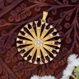 Gold Plated Dandelion Design CZ Pendant