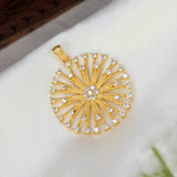 Gold Plated Dandelion Design CZ Pendant
