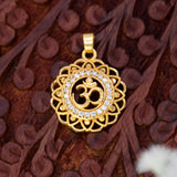Gold Plated CZ Stone Om Pendant