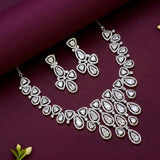 Rhodium-Plated CZ Stone Bridal Necklace Set