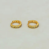 Gold Plated Stone Hoop Earrings for Women featuring cubic zirconia stones in a sleek gold finish.