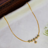 Gold-Plated Multicoloured Stone Floral Short Necklace