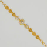 Charming Gold Plated CZ Stone Heart Bracelet