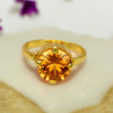 Fascinating Gold Plated Sapphire Stone Finger Ring- Orange